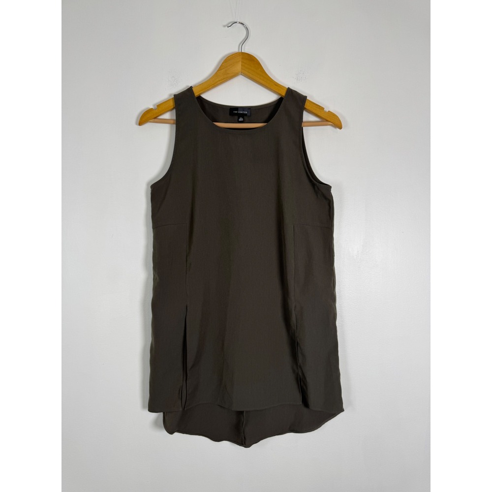 Minimalist The Limited Women XS Tunic Top Olive Drab High-Low Sleeveless Slit